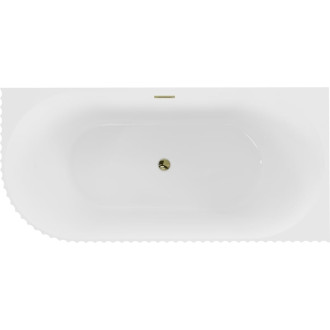 Voľne stojaca rohová vaňa Mexen Gia, drážkovaná, pravá, 170 x 80 cm, lesklá biela, zlatý prepad - 52701708000P-50