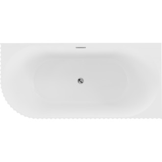 Voľne stojaca rohová vaňa Mexen Gia, drážkovaná, pravá, 170 x 80 cm, matná biela, chrómový prepad - 52701708001P-01