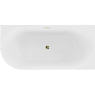 Voľne stojaca rohová vaňa Mexen Gia, drážkovaná, pravá, 170 x 80 cm, matná biela, zlatý prepad - 52701708001P-50