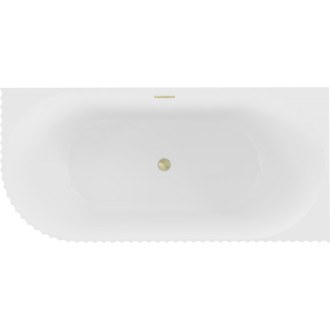 Voľne stojaca rohová vaňa Mexen Gia, drážkovaná, pravá, 170 x 80 cm, matná biela, prepad kartáčovaný zlatý - 52701708001P-55