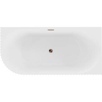 Voľne stojaca rohová vaňa Mexen Gia s drážkovaným prepadom pravá 170 x 80 cm, matná biela, ružovo-zlatý prepad - 52701708001P-60