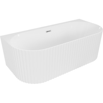 Voľne stojaca závesná vaňa Mexen Sella s drážkovaným prepadom 150 x 75 cm, lesklá biela, chrómový prepad - 52711507500-01