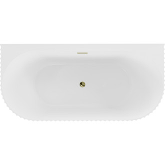 Voľne stojaca závesná vaňa Mexen Sella s drážkovaným prepadom 150 x 75 cm, lesklá biela, zlatý prepad - 52711507500-50