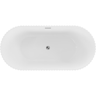 Voľne stojaca vaňa Mexen Paola s drážkovaným povrchom 150 x 75 cm, lesklá biela, chrómový prepad - 52721507500-01