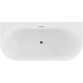 Voľne stojaca závesná vaňa Mexen Sella s drážkovaným povrchom 150 x 75 cm, lesklá biela, ružovo-zlatý prepad - 52711507500-60