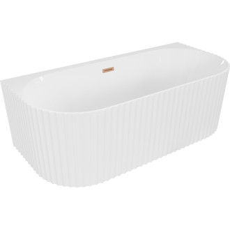 Voľne stojaca závesná vaňa Mexen Sella s drážkovaným povrchom 150 x 75 cm, lesklá biela, prepad z kartáčovanej medi - 52711507500-65