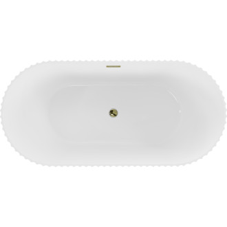 Voľne stojaca vaňa Mexen Paola s drážkovaným povrchom 150 x 75 cm, lesklá biela, zlatý prepad - 52721507500-50