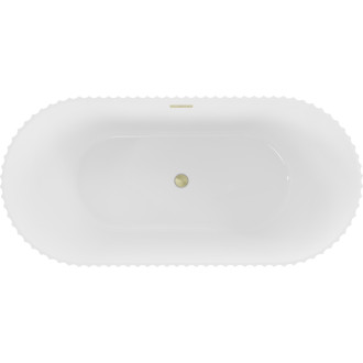 Voľne stojaca vaňa Mexen Paola s drážkovaným povrchom 150 x 75 cm, lesklá biela, prepad kartáčovaný zlatý - 52721507500-55