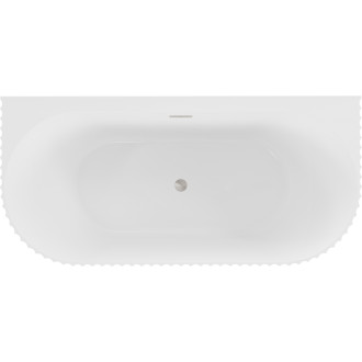 Voľne stojaca závesná vaňa Mexen Sella s drážkovaným povrchom 150 x 75 cm, lesklá biela, prepad kartáčovaný nikel - 52711507500-97