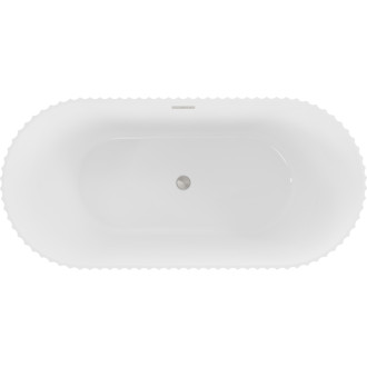 Voľne stojaca vaňa Mexen Paola s drážkovaným povrchom 150 x 75 cm, lesklá biela, prepad kartáčovaný nikel - 52721507500-97