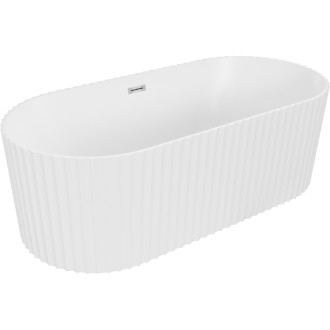 Voľne stojaca vaňa Mexen Paola s drážkovaným prepadom 150 x 75 cm, matná biela, chrómový prepad - 52721507501-01