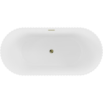 Voľne stojaca vaňa Mexen Paola s drážkovaným prepadom 150 x 75 cm, matná biela, zlatý prepad - 52721507501-50