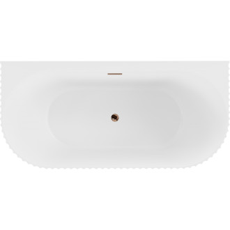 Voľne stojaca závesná vaňa Mexen Sella s drážkovaným povrchom 150 x 75 cm, matná biela, ružovo-zlatý prepad - 52711507501-60