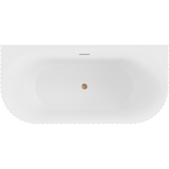 Voľne stojaca závesná vaňa Mexen Sella s drážkovaným prepadom 150 x 75 cm, matná biela, prepad z kartáčovanej medi - 52711507501-65