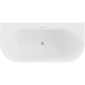 Voľne stojaca závesná vaňa Mexen Sella s drážkovaným povrchom 150 x 75 cm, matná biela, prepad kartáčovaný nikel - 52711507501-97