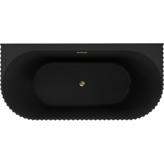 Voľne stojaca závesná vaňa Mexen Sella s drážkovaným prepadom 150 x 75 cm, matná čierna, zlatý prepad - 52711507571-50