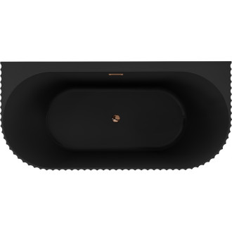 Voľne stojaca závesná vaňa Mexen Sella s drážkovaným prepadom 150 x 75 cm, matná čierna, ružovo-zlatý prepad - 52711507571-60