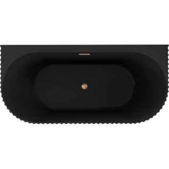 Voľne stojaca závesná vaňa Mexen Sella s drážkovaným povrchom 150 x 75 cm, matná čierna, prepad z kartáčovanej medi - 52711507571-65