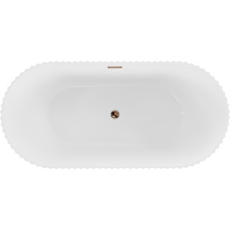 Voľne stojaca vaňa Mexen Paola s drážkovaným povrchom 170 x 80 cm, lesklá biela, prepad ružové zlato - 52721708000-60