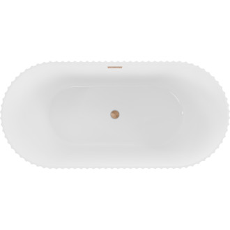 Voľne stojaca vaňa Mexen Paola s drážkovaným povrchom 170 x 80 cm, lesklá biela, prepad z kartáčovanej medi - 52721708000-65