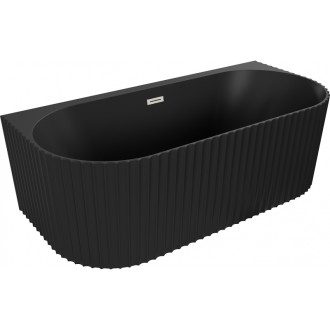 Voľne stojaca závesná vaňa Mexen Sella s drážkovaným povrchom 150 x 75 cm, matná čierna, prepad kartáčovaný nikel - 52711507571-97