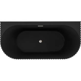 Voľne stojaca závesná vaňa Mexen Sella s drážkovaným povrchom 150 x 75 cm, matná čierna, prepad kartáčovaný nikel - 52711507571-97