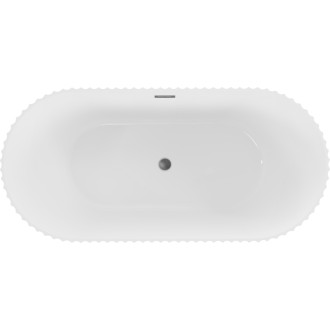 Voľne stojaca vaňa Mexen Paola s drážkovaným povrchom 170 x 80 cm, lesklá biela, prepad vo farbe gun metal - 52721708000-95