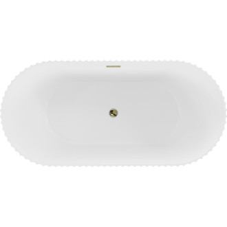 Voľne stojaca vaňa Mexen Paola s drážkovaným prepadom 170 x 80 cm, matná biela, zlatý prepad - 52721708001-50