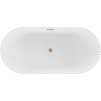 Voľne stojaca vaňa Mexen Paola s drážkovaným uzáverom 170 x 80 cm, matná biela, prepad z kartáčovanej medi - 52721708001-65