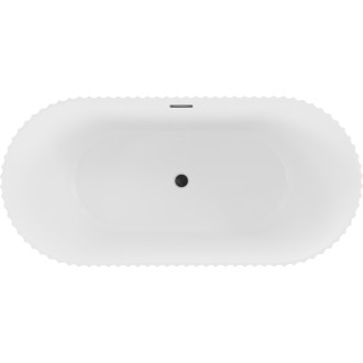 Voľne stojaca vaňa Mexen Paola s drážkovaným povrchom 170 x 80 cm, matná biela, čierny prepad - 52721708001-70