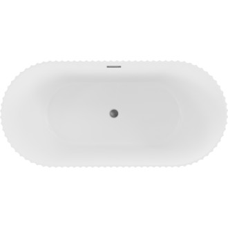 Voľne stojaca vaňa Mexen Paola s drážkovaným povrchom 170 x 80 cm, matná biela, prepad vo farbe gun metal - 52721708001-95