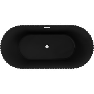 Voľne stojaca vaňa Mexen Paola s drážkovaným povrchom 170 x 80 cm, matná čierna, biely prepad - 52721708071-20