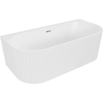 Voľne stojaca závesná vaňa Mexen Sella s drážkovaným prepadom 170 x 80 cm, matná biela, chrómový prepad - 52711708001-01