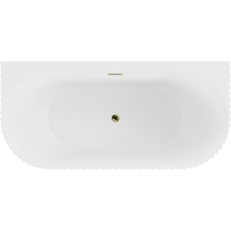 Voľne stojaca závesná vaňa Mexen Sella s drážkovaným prepadom 170 x 80 cm, matná biela, zlatý prepad - 52711708001-50