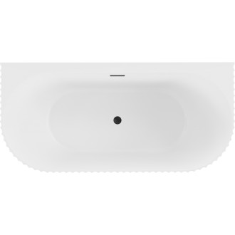 Voľne stojaca závesná vaňa Mexen Sella s drážkovaným prepadom 170 x 80 cm, matná biela, čierny prepad - 52711708001-70
