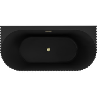 Voľne stojaca závesná vaňa Mexen Sella s drážkovaným prepadom 170 x 80 cm, matná čierna, prepad kartáčovaný zlatý - 52711708071-55