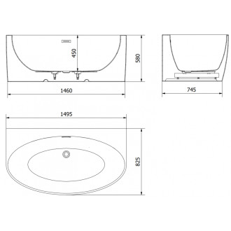Voľne stojaca závesná vaňa Mexen Bruna 150 x 82 cm, lesklá biela, zlatý prepad - 52731508200-50