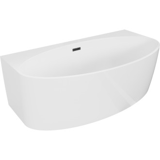 Voľne stojaca závesná vaňa Mexen Bruna 150 x 82 cm, lesklá biela, čierny prepad - 52731508200-70