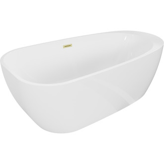 Voľne stojaca vaňa Mexen Giada 170 x 90 cm, lesklá biela, prepad kartáčovaný zlatý - 52741709000-55