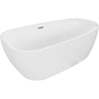 Voľne stojaca vaňa Mexen Giada 170 x 90 cm, lesklá biela, prepad z kartáčovanej medi - 52741709000-65