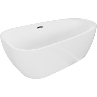 Voľne stojaca vaňa Mexen Giada 170 x 90 cm, lesklá biela, kartáčovaný prepad vo farbe pištole gray - 52741709000-66
