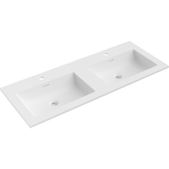 Dvojité zapustené umývadlo Mexen Otis 121 x 46,5 cm, matná biela - 25181201D