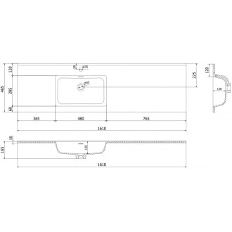 Mexen Otis ľavé zapustené umývadlo 161 x 46,5 cm, matná biela - 25181601L