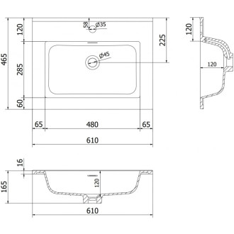 Zapustené umývadlo Mexen Otis 61 x 46,5 cm, matne čierna - 25186071