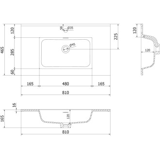 Zapustené umývadlo Mexen Otis 81 x 46,5 cm, matne čierna - 25188071