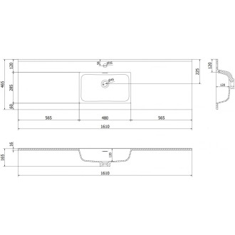 Zapustené umývadlo Mexen Otis 161 x 46,5 cm, matne čierna - 25181671
