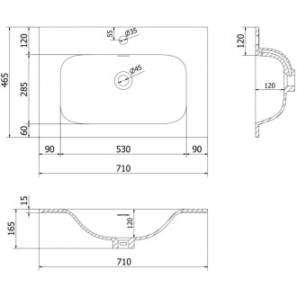 Zapustené umývadlo Mexen Vela 71 x 46,5 cm, lesklá biela - 25237000