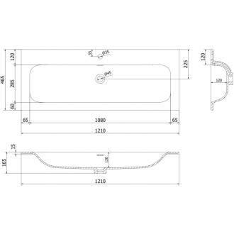 Zapustené umývadlo Mexen Vela 121 x 46,5 cm, lesklá biela - 25231200