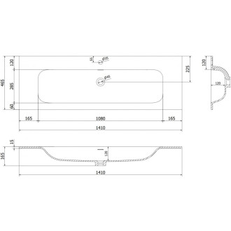 Zapustené umývadlo Mexen Vela 141 x 46,5 cm, lesklá biela - 25231400