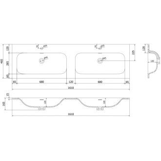 Dvojité zapustené umývadlo Mexen Vela 161 x 46,5 cm, lesklá biela - 25231600D